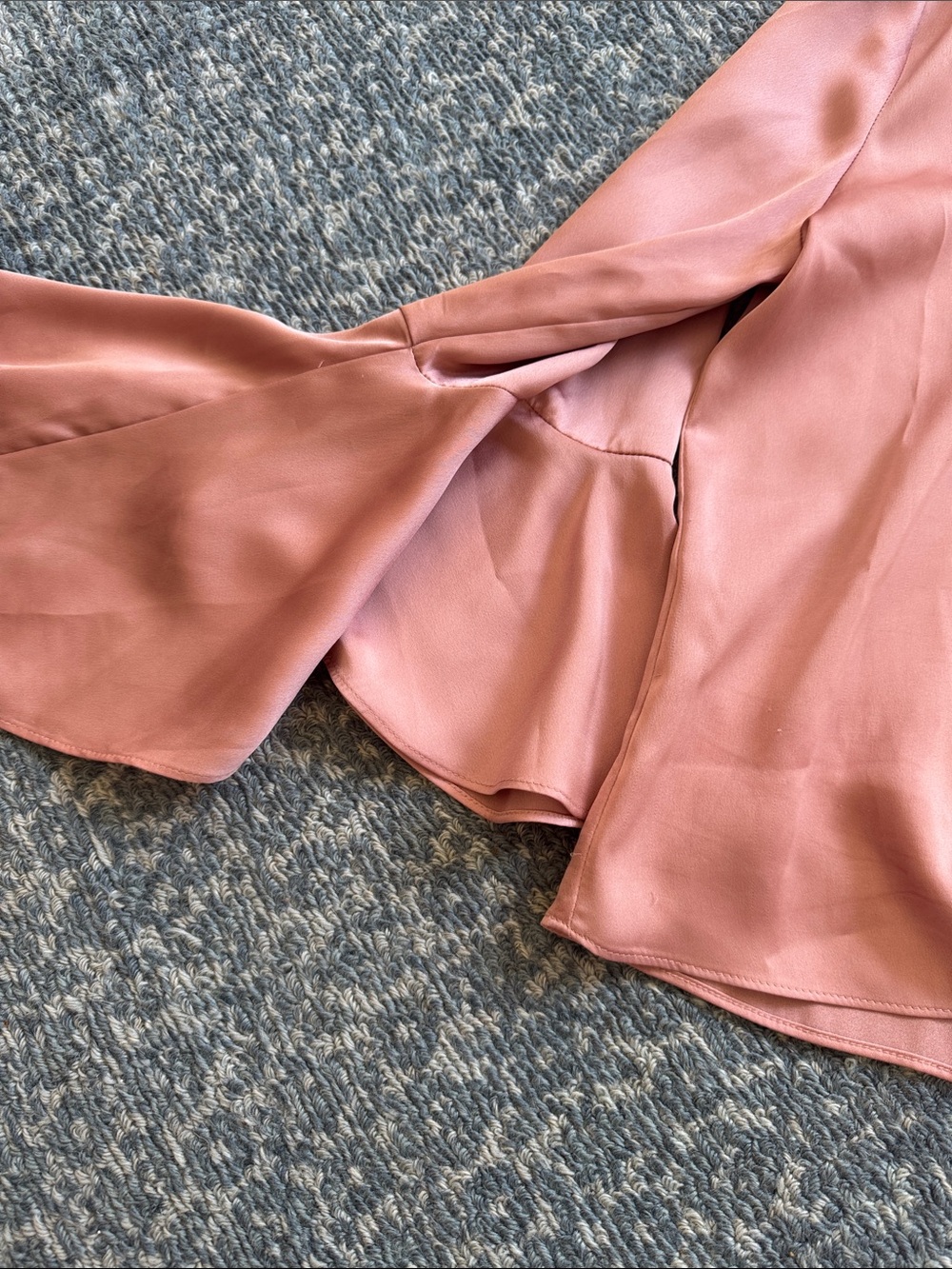 Dusty Rose Tie-Front V-Neck Blouse - Picture 3 of 4